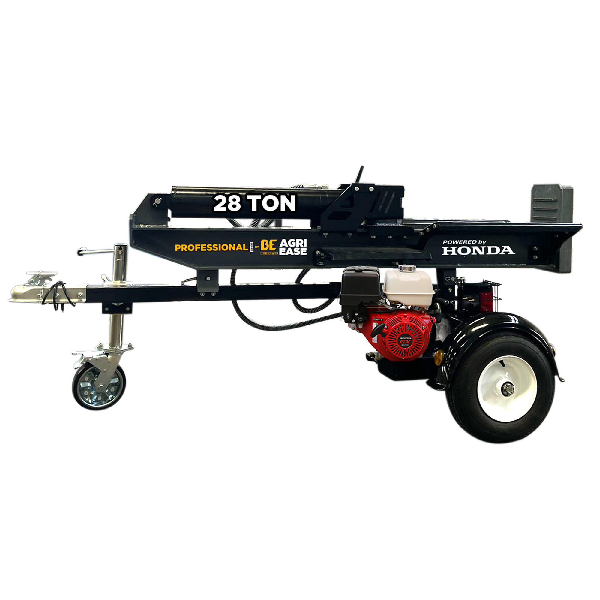 AgriEase Braber Profi-Holzspalter — 28 Tonnen, Honda-GX200-Motor, max. Stammdurchmesser 24 Zoll, max. Stammlänge 22 Zoll, Modell BE-LS28DH (Art.-Nr. 6201145)