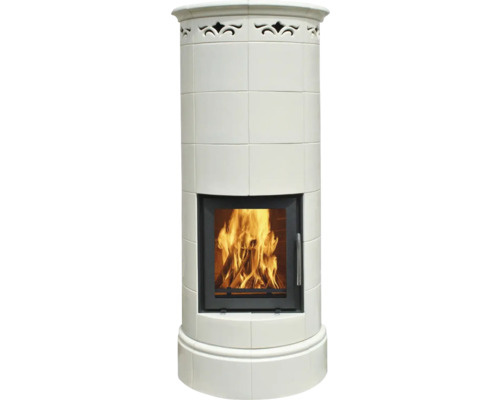Kaminofen Kachelofen DOMOFIRE Genf Keramik weiß 9 kW mit Wärmespeicher