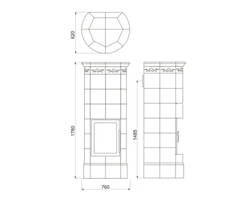 Kaminofen Kachelofen DOMOFIRE Genf Keramik weiß 9 kW mit Wärmespeicher